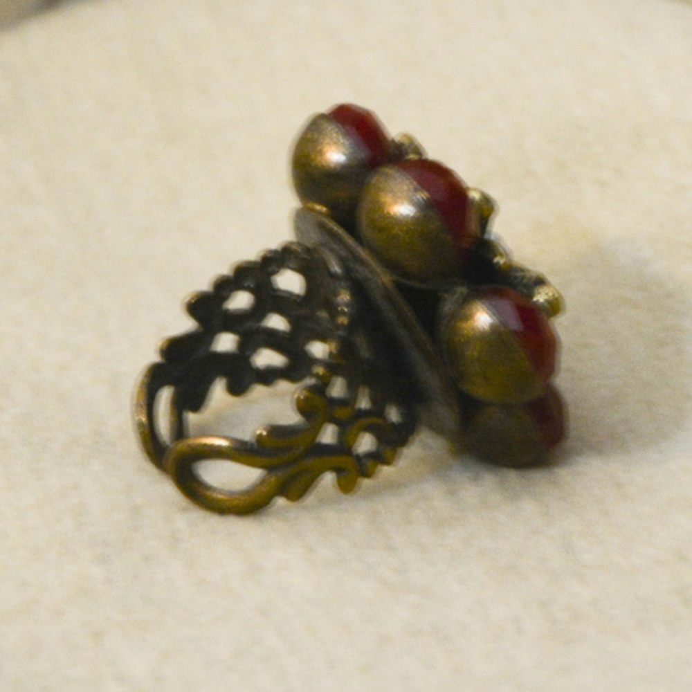 Ollipop Red Flower Statement Ring - image 2